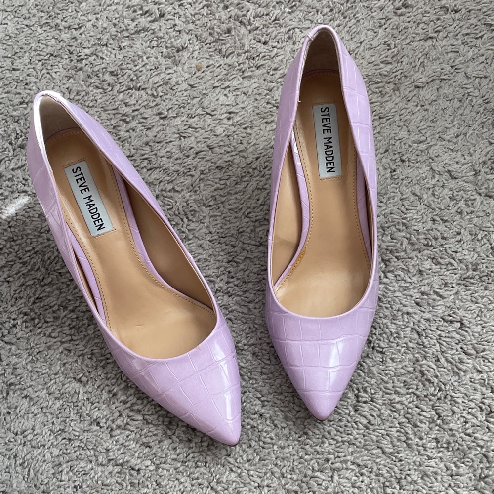 Steve Madden Lavender Croc-Pattern Heels